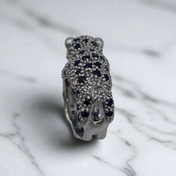 RARE Vintage Sterling Silver and Ruby Ball Panther Cub Ring - Picture 5 of 6